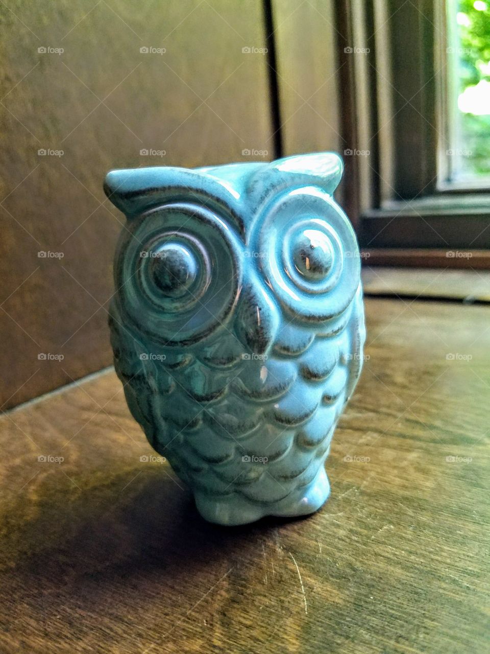 Blue glass owl figure