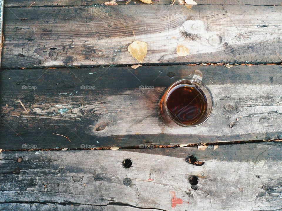 High angle view of morning tea