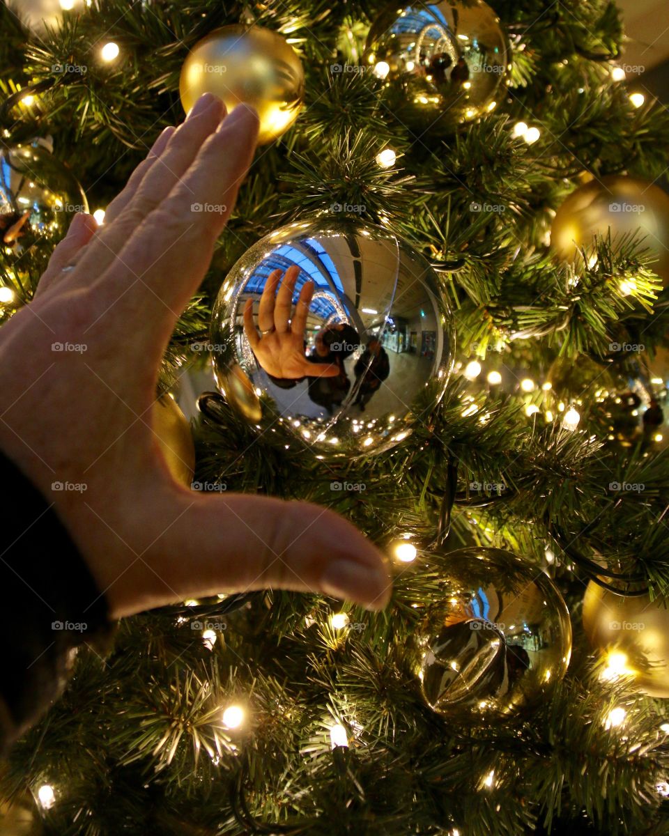 my reflection on a Christmas ball