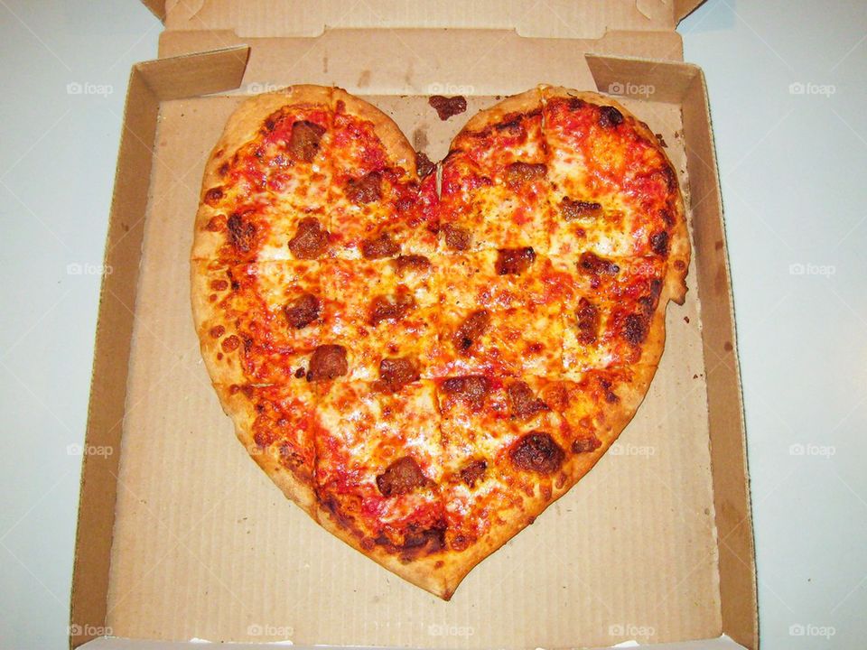 Heart shaped pizza