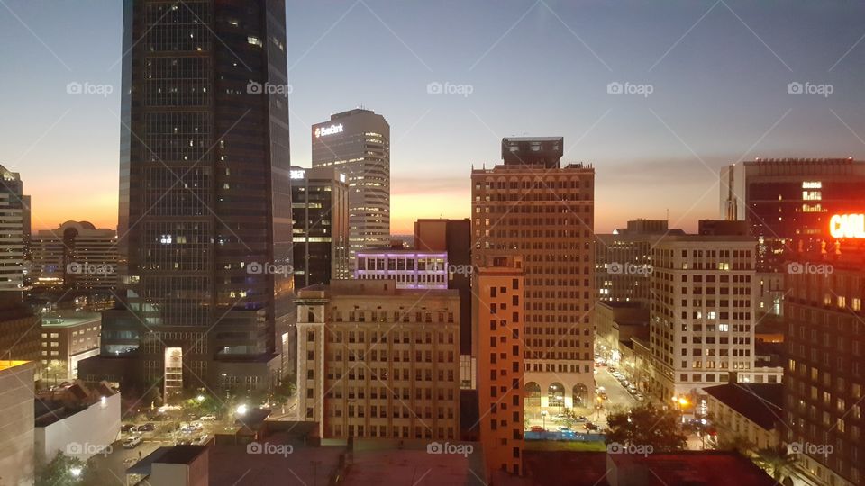 downtown jacksonville city view high rise sunset