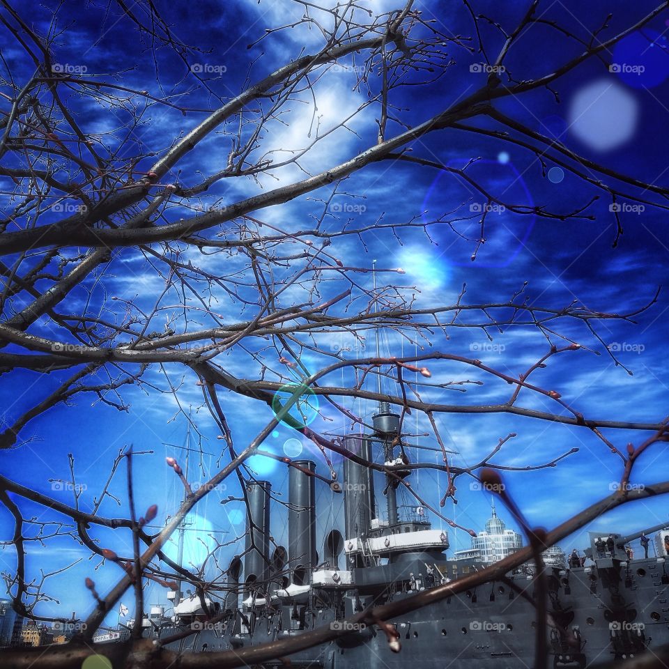 Day no people outdoors sky city color blue tree nature sun ship spring