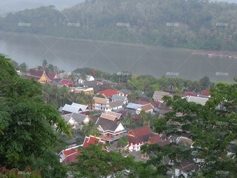Luang Prabang view from Mount Phousi , in Lao.
