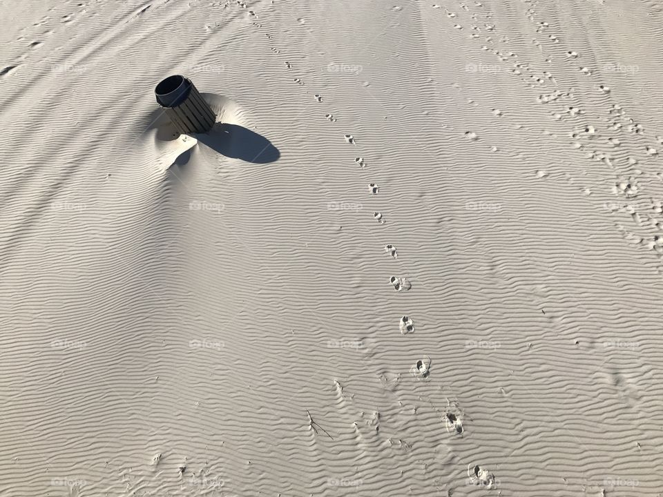 Foot prints on the beach. 