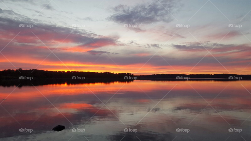 Solnedgång. Från Sörabysjön i Rottne