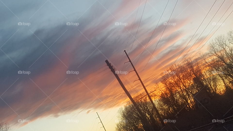 sunset drive home from work