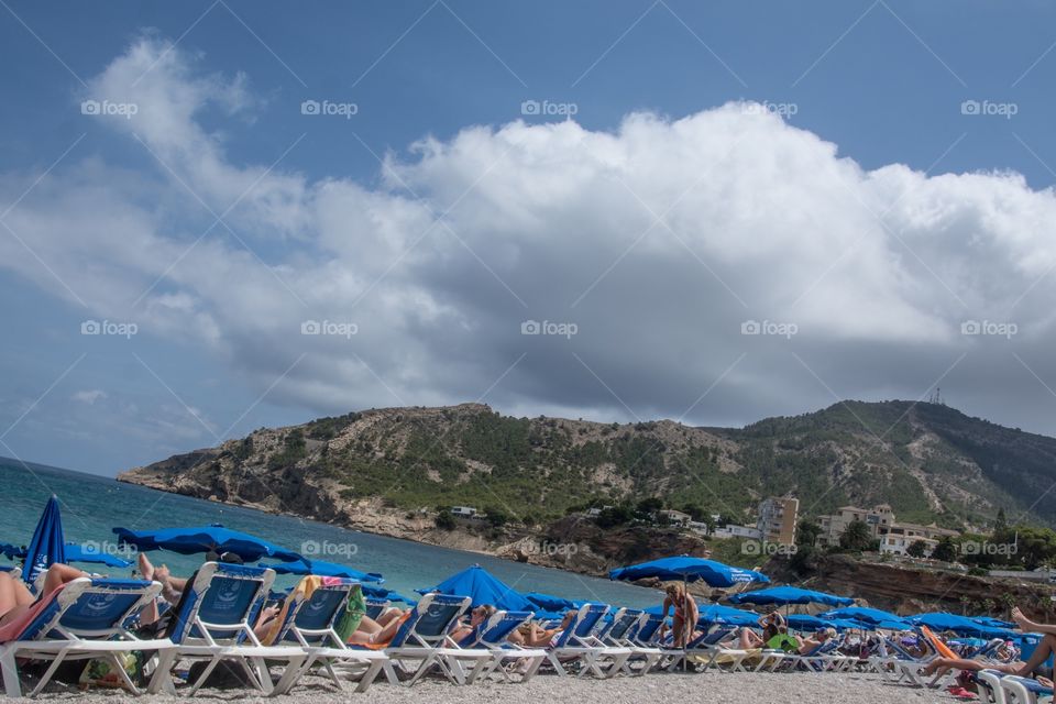 The beautiful sunny beach at Alfaz del pi in spain