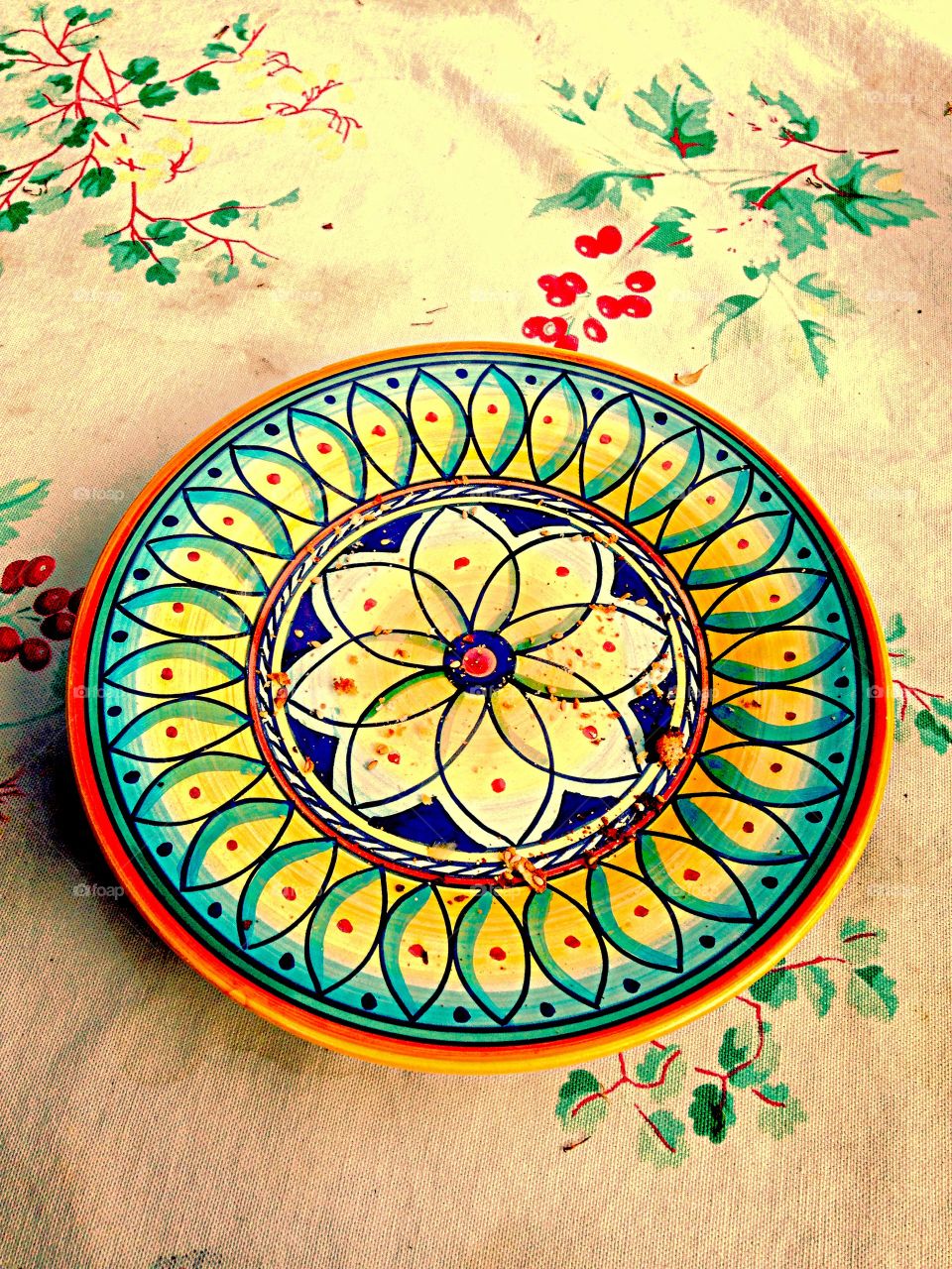 Empty plate. Finished meal alfresco 