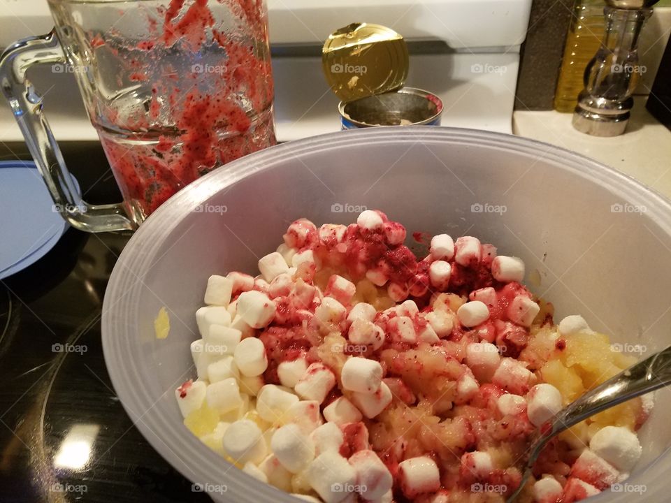 Preparing cranberry salad