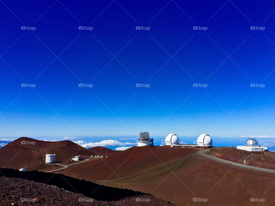 Telescopes on Mauna Kea. Telescopes on top of the Mauna Kea volcano on the Big Island in Hawaii