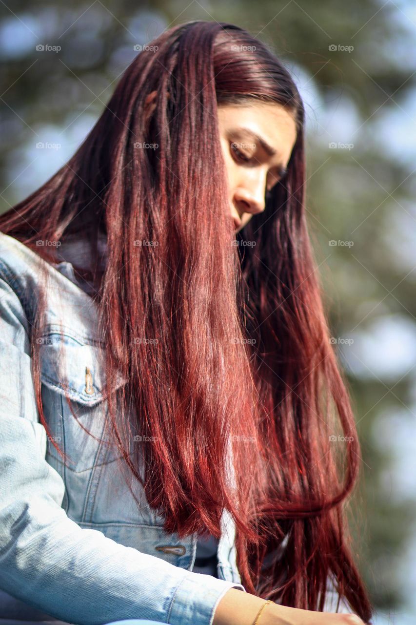 Young redhead woman with gorgeous hair