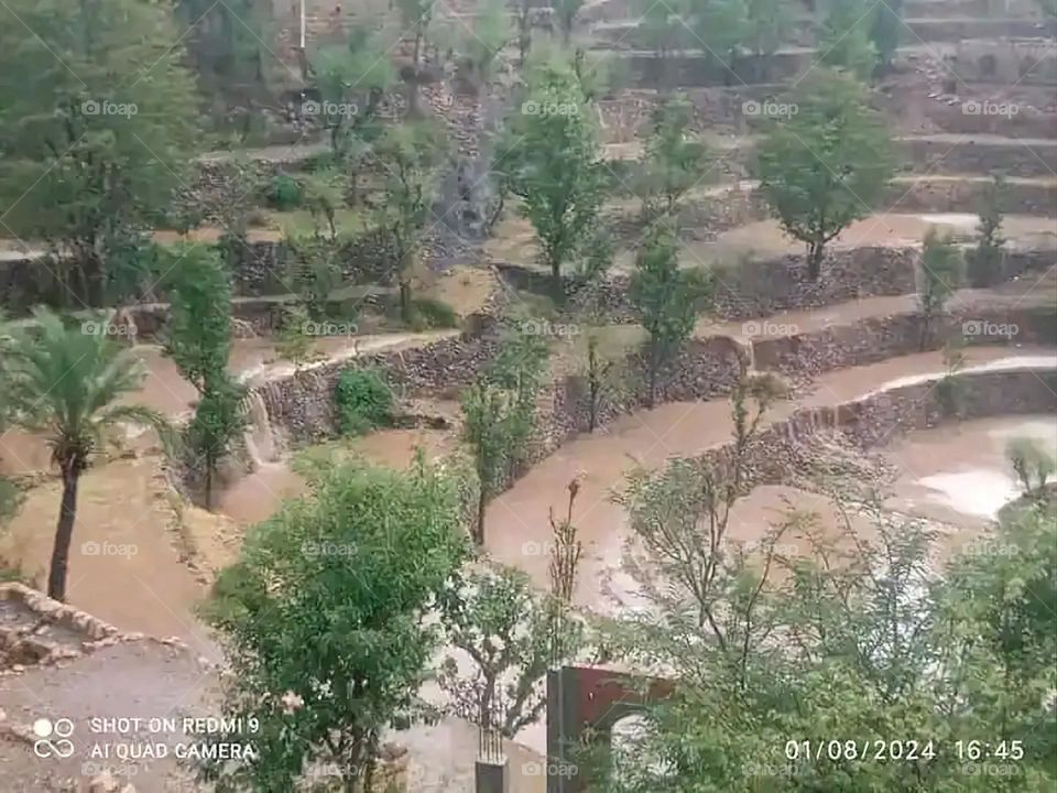 Glory be to God, the magnificent and picturesque view and the natural green trees are a view that is nothing more wonderful than it