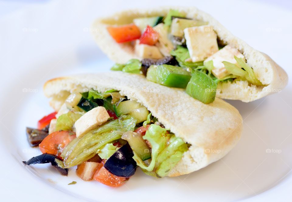 Close-up of pita pockets