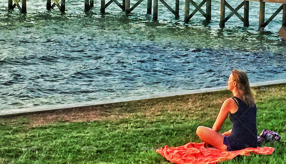 For the love of nature. A young lady enjoying the golden hour