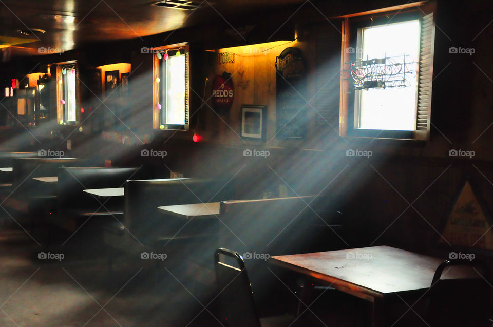 Smokey Bar. Sunlight through the smoke