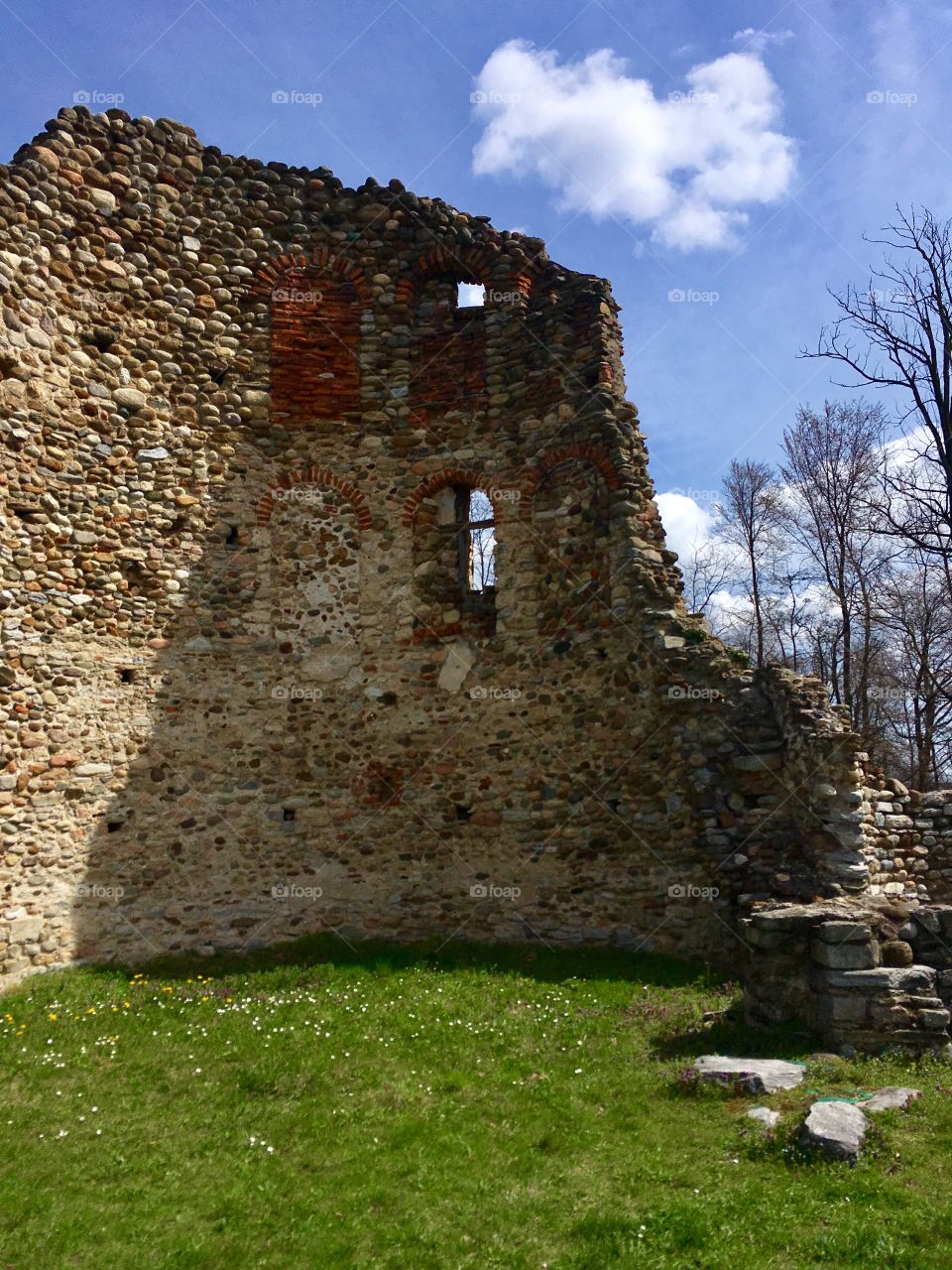 Remains of the ancient early Christian basilica of S. Giovanni, V century, archaeological area of Castelseprio, province of Varese