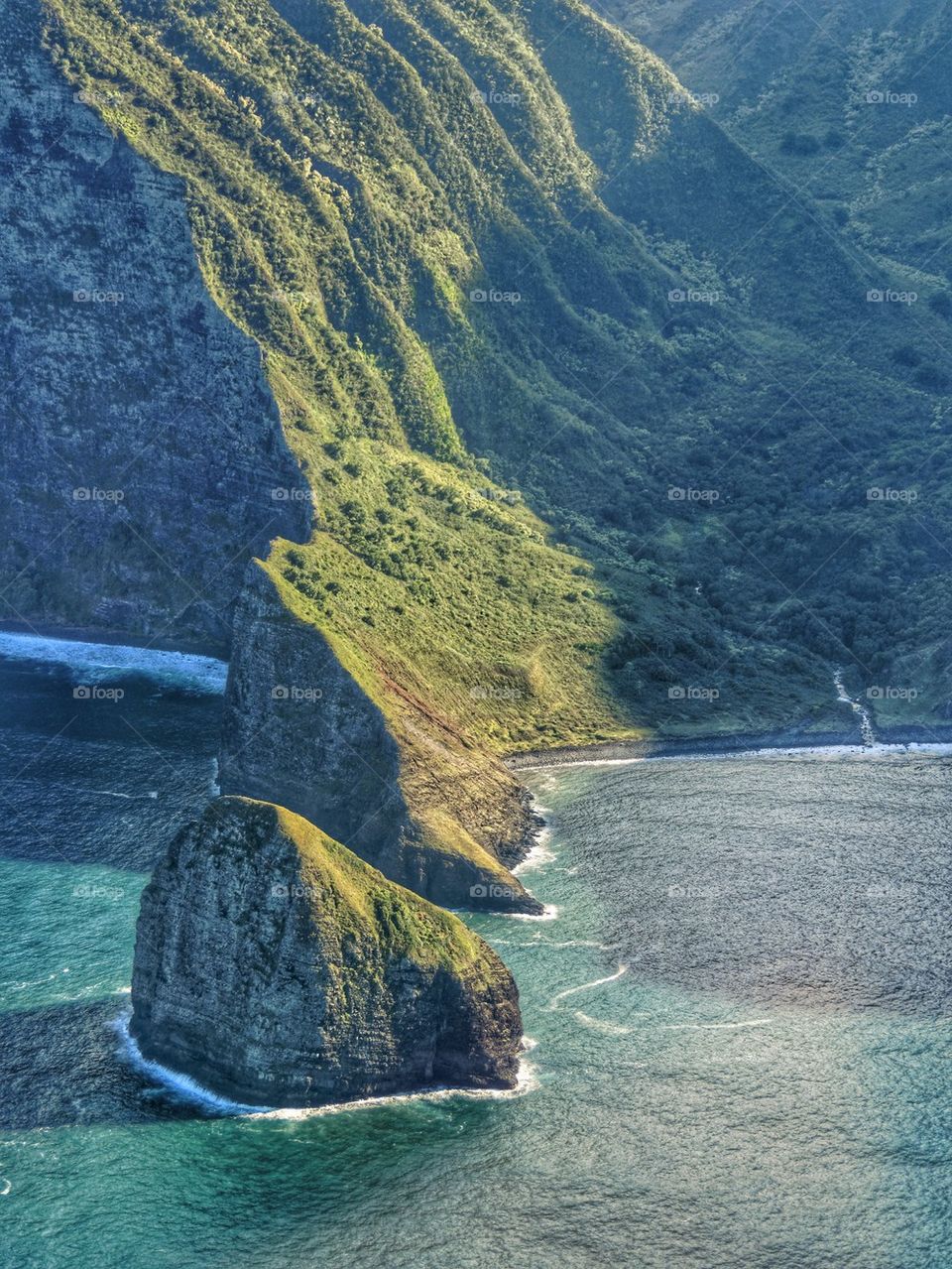 View of rocky shore and cliff