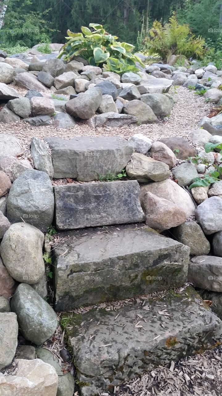 stone stairway. Garden park, 80 / 90