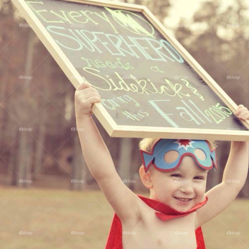 Superhero baby announcement 