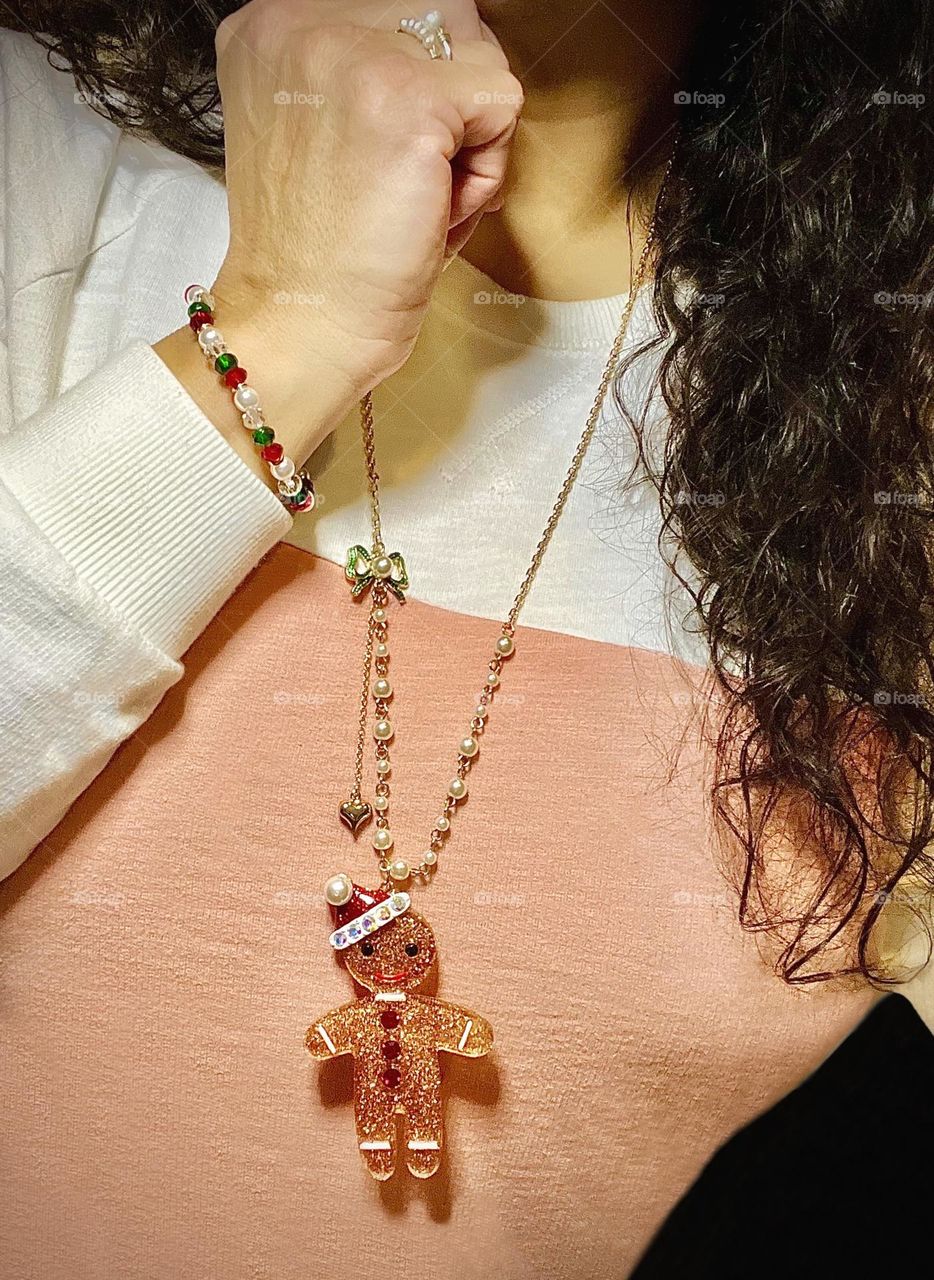 Gingerbread Man Necklace 