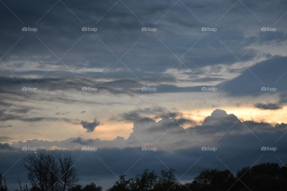 Stormy sunset over the land