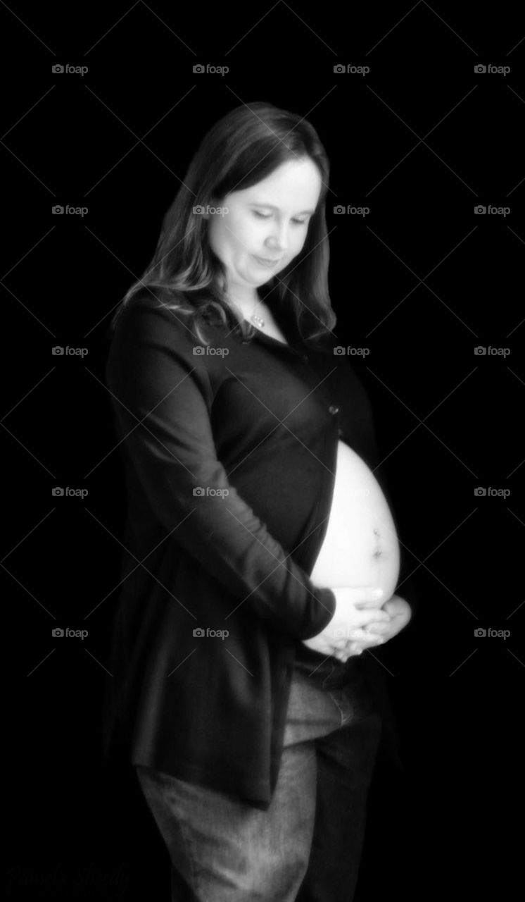 Maternity pic. soon to be mom deep in thought