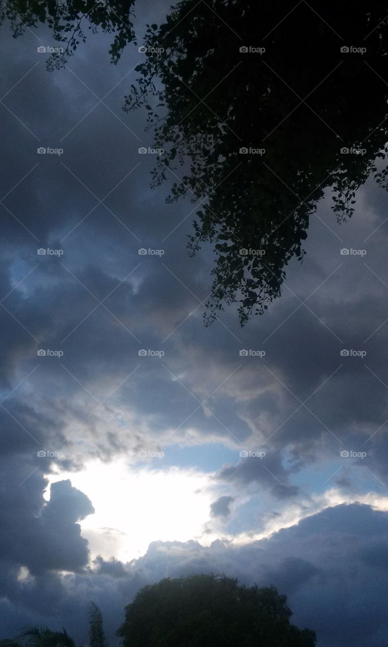 Dark blue and Gray Clouds
Show the Immense Severity
Of a Storm, that could become
Windy and Loud, with Rain
And Lightening to further come.
Making a Severe Storm, that
Has me inside looking out
From inside my Home.
But, until then, I ponder and look
Upon the Strange Dark Beauty
These Clouds presence are
With a Hole of White Clouds
In the distance beyond, my
Eyes cannot help but to gaze
And enjoy a moment of these
Magnificent Clouds my God gave.