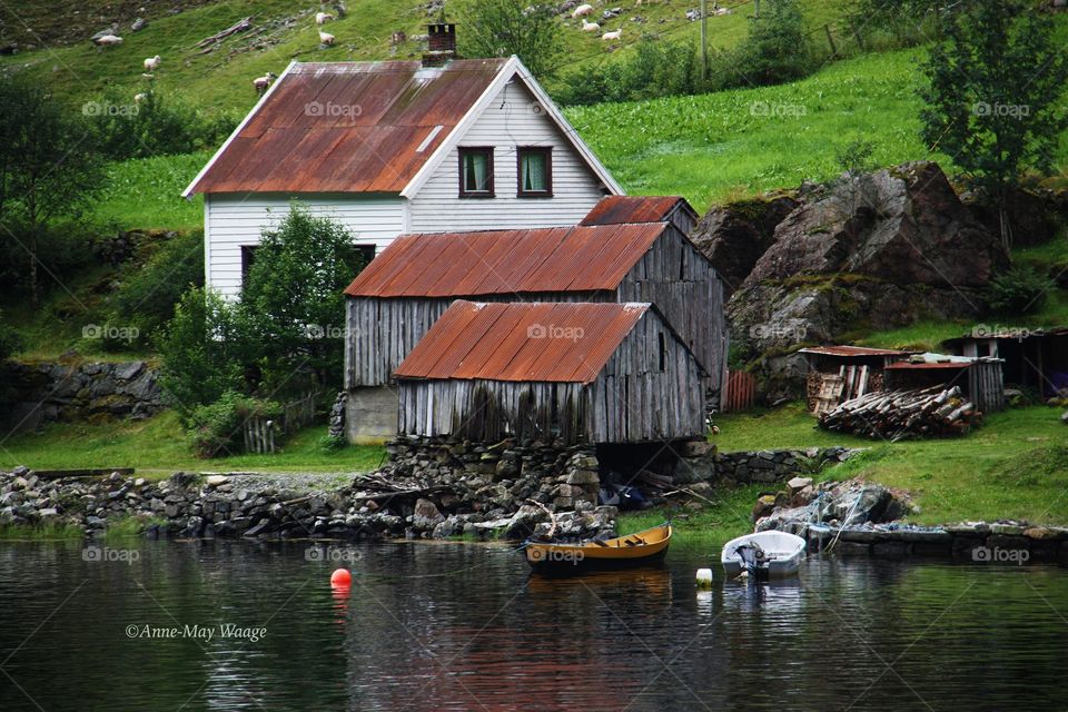 Unescoheritagesite Nærøyfjord in Norway. Old fisherman' s home