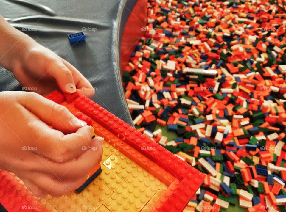 Building With Lego. Huge Collection Of Lego Bricks
