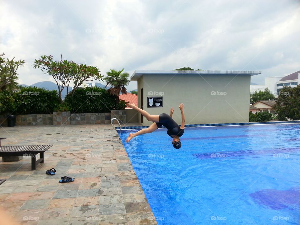 Somersault into the pool