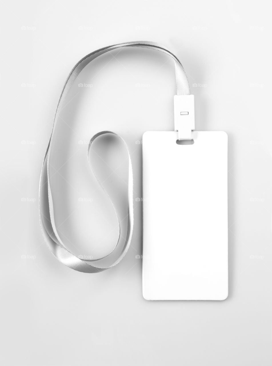 Blank white lanyard, tag, badge mockup