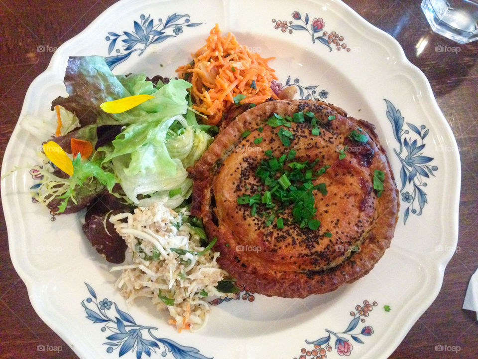 Scotch pie and salad 