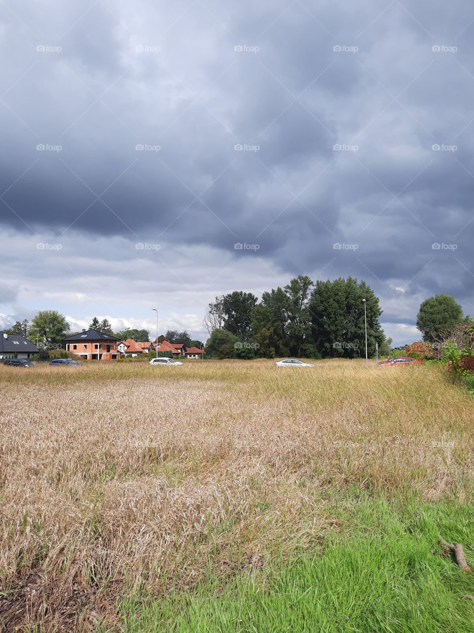 rainy clouds in countryside