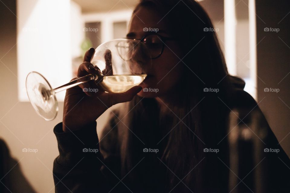 Girl drinking wine