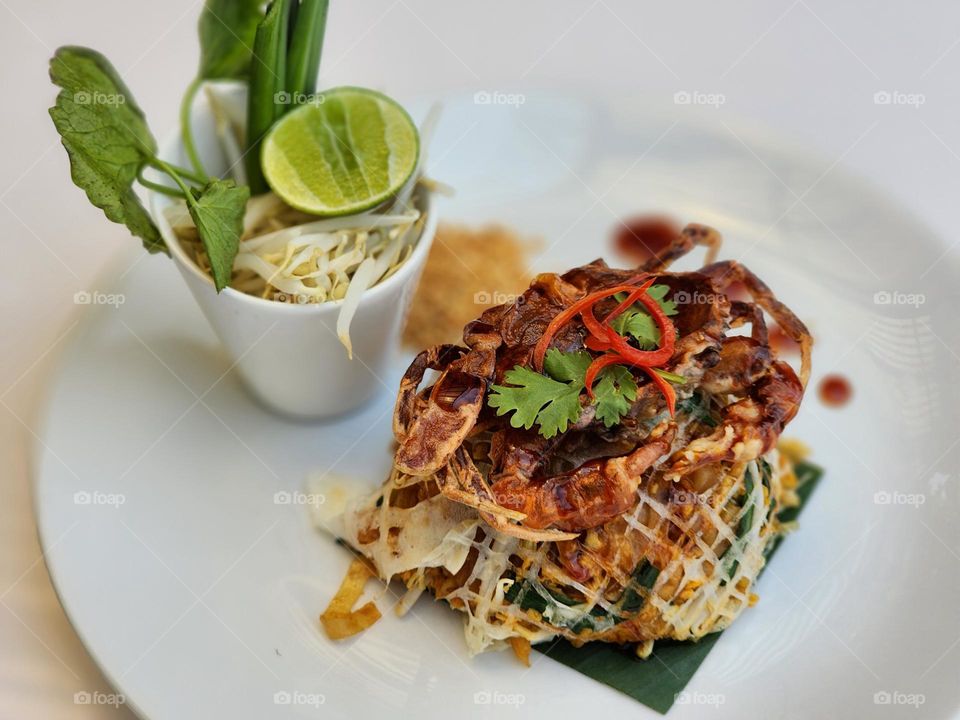pad thai crispy soft shell crab