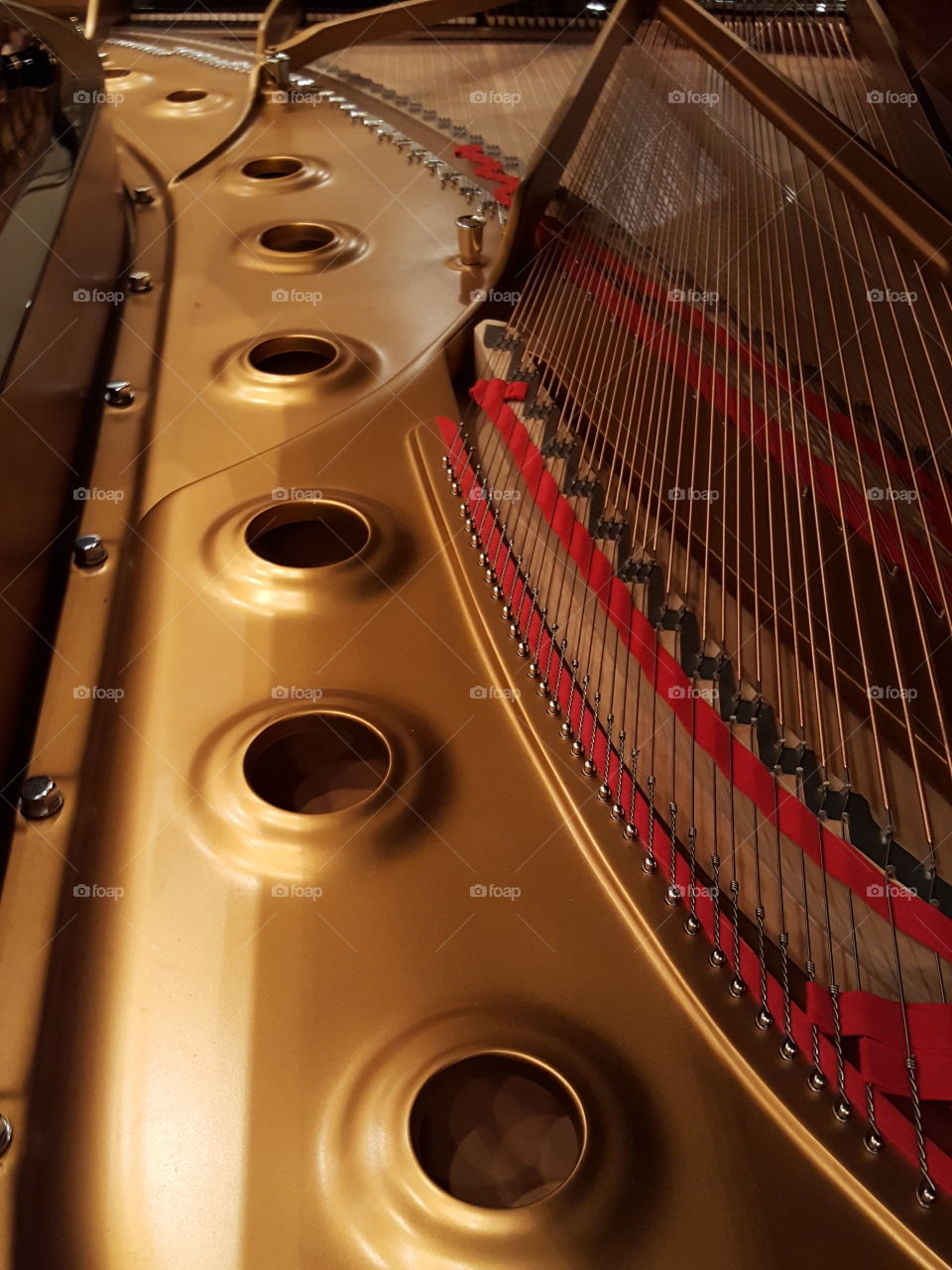 Inside a grand piano