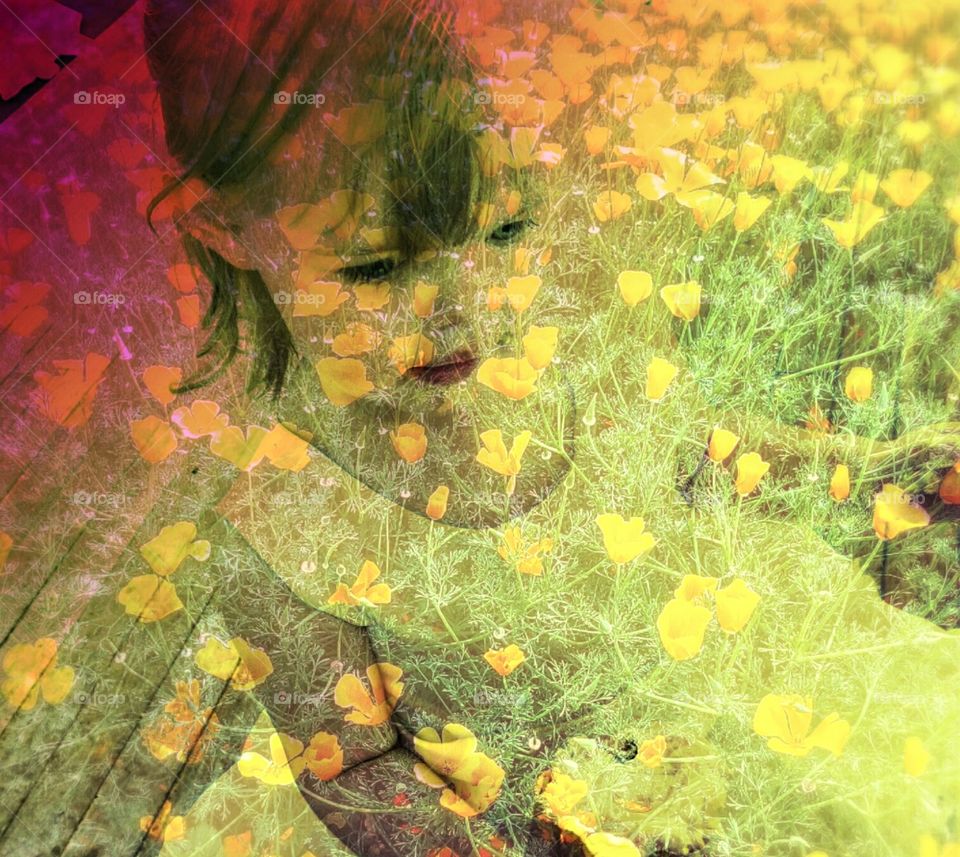 girl in field. little girl enjoying summer day