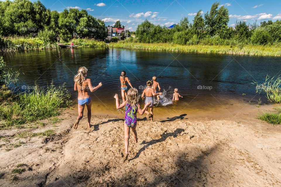 Kids love to swim in the lake