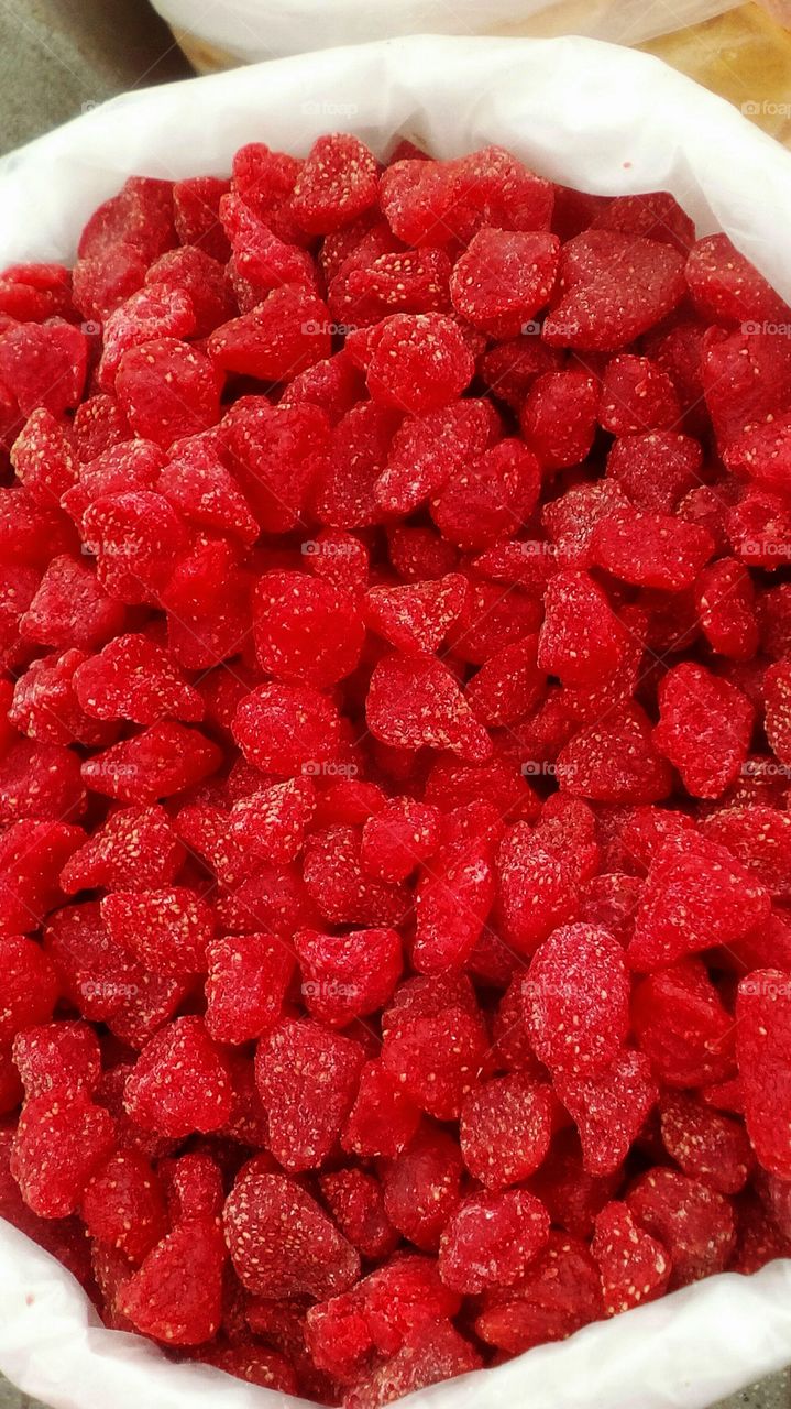 Dry strawberries in market