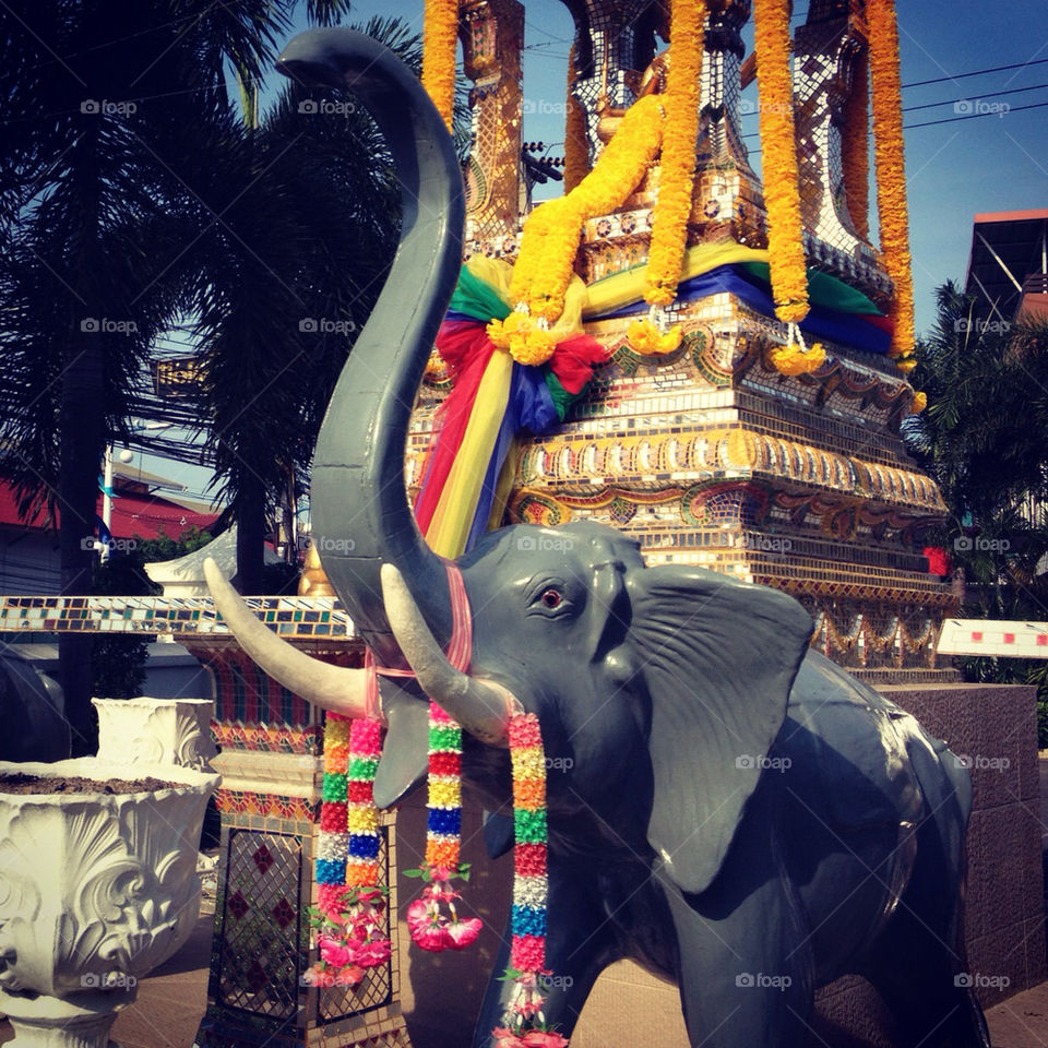 thailand elephant spirit shrine by Phat_Farang