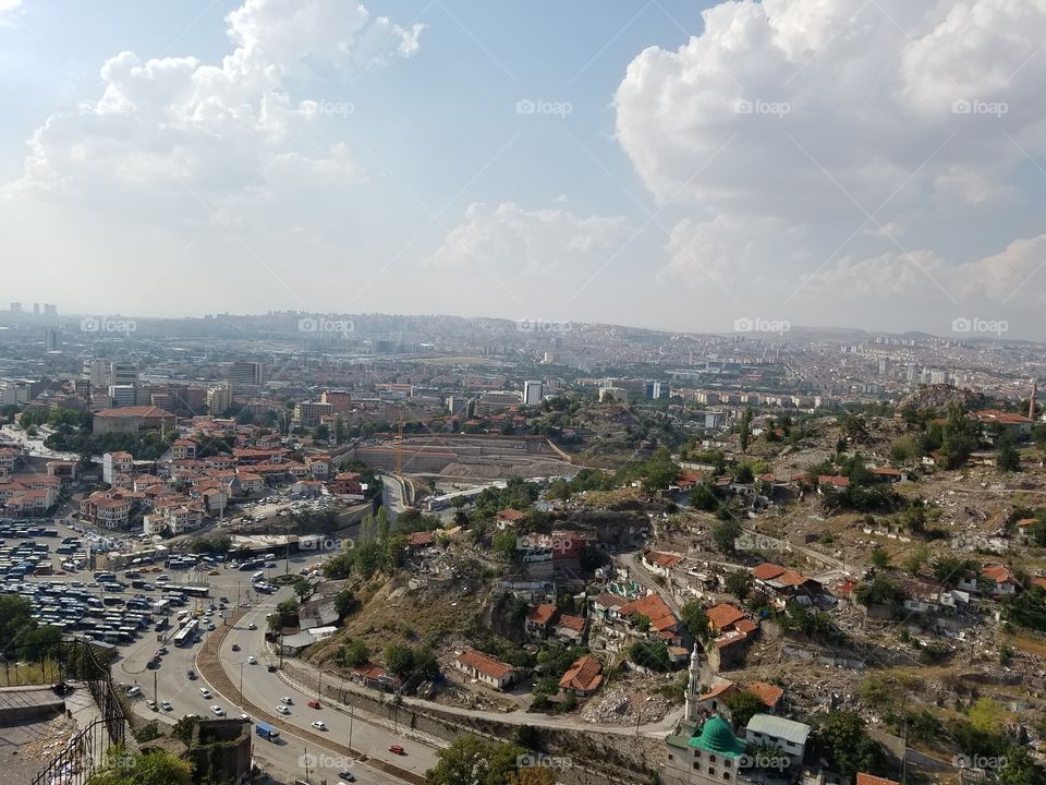 a view from the top of Ankara castle in Turkey