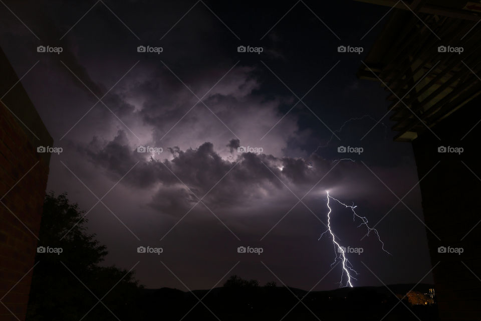 Lightning strike from a cloudy sky