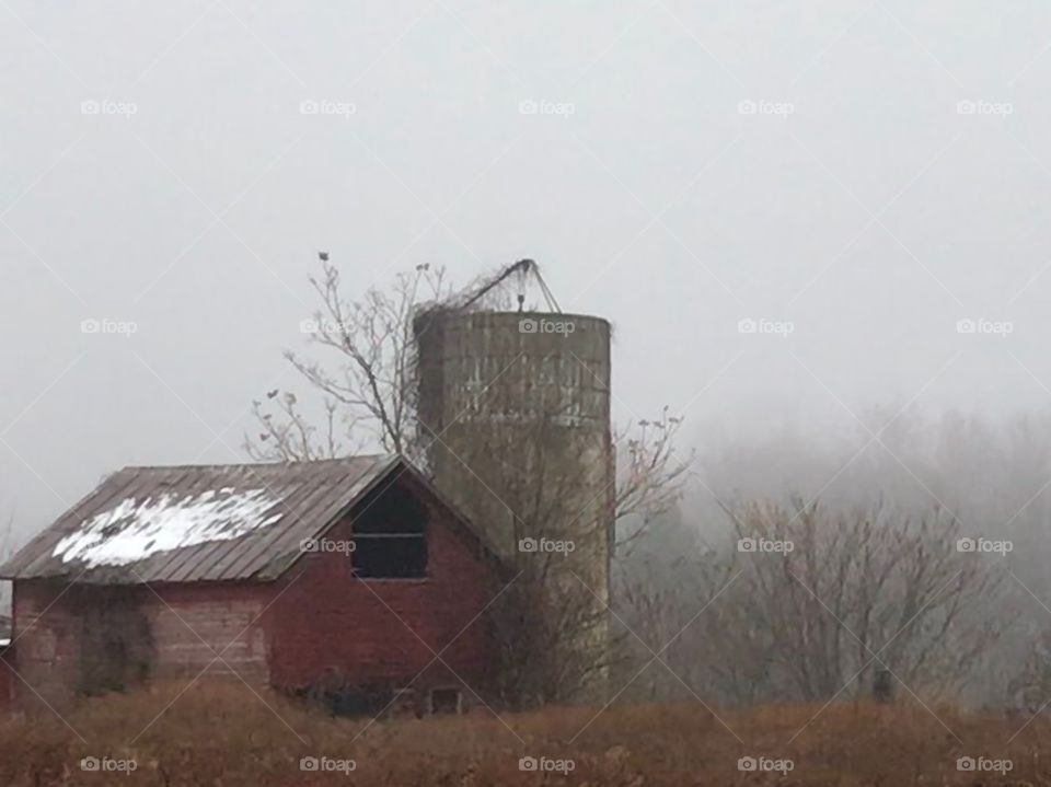 Old Farm in Fog