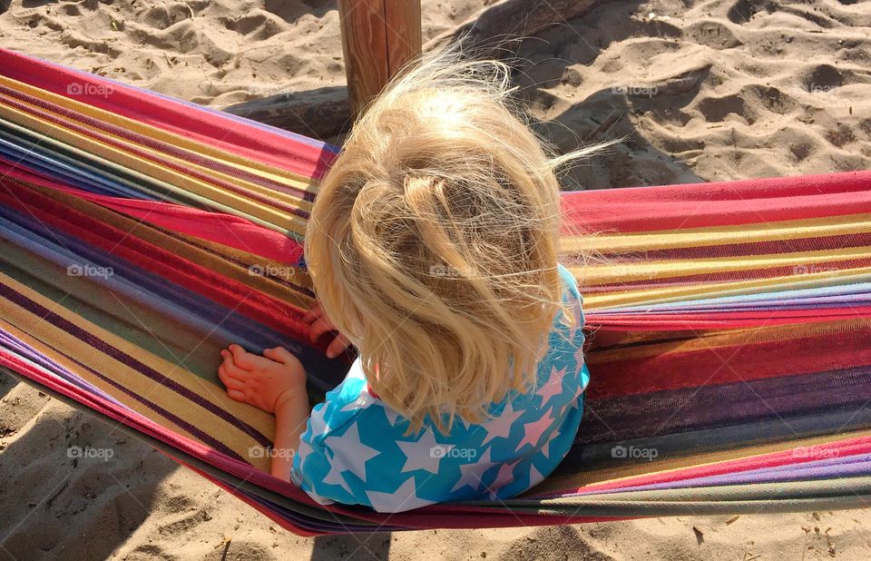 Boy in a hammock