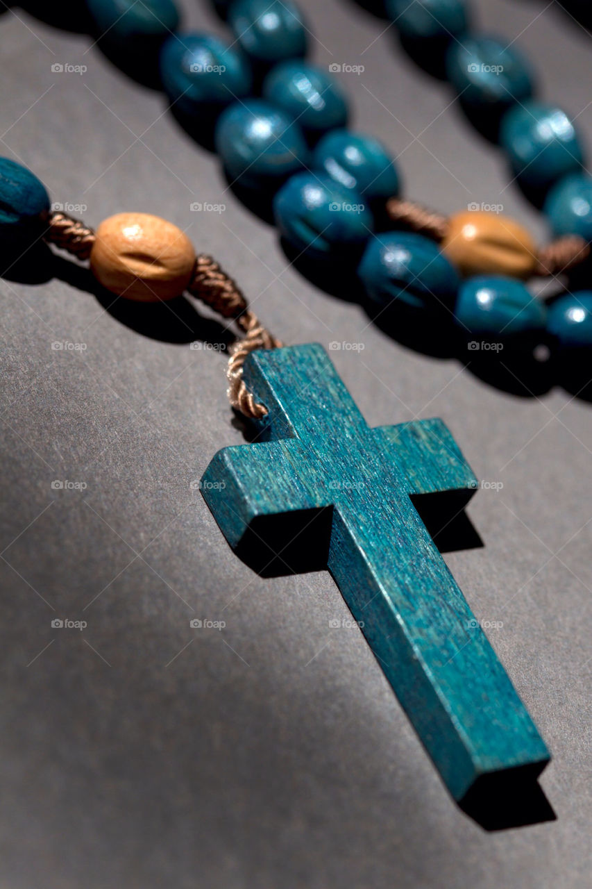 blue cross praying wooden by splicanka