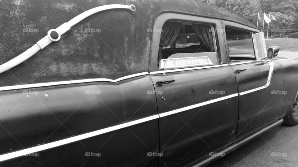 Old hearse. Hearse show in town