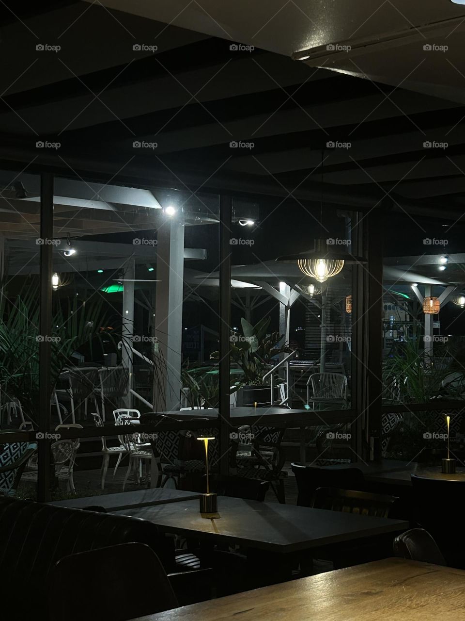 beautiful late evening at a restaurant 