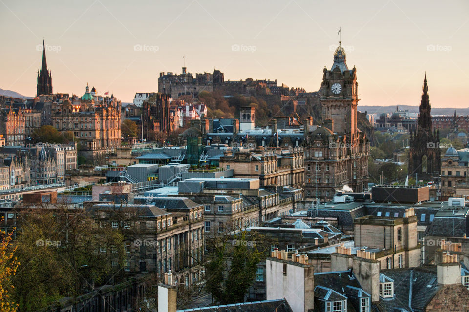 Edinburgh city at sunset