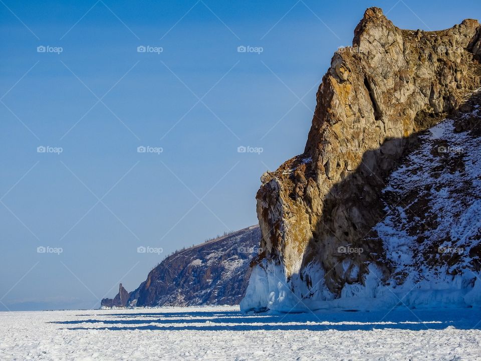View of Cape Hoboy. Cape Sagan-Khushun, Olkhon island, Olkhonsky district, Irkutsk region, Siberia, Russia.