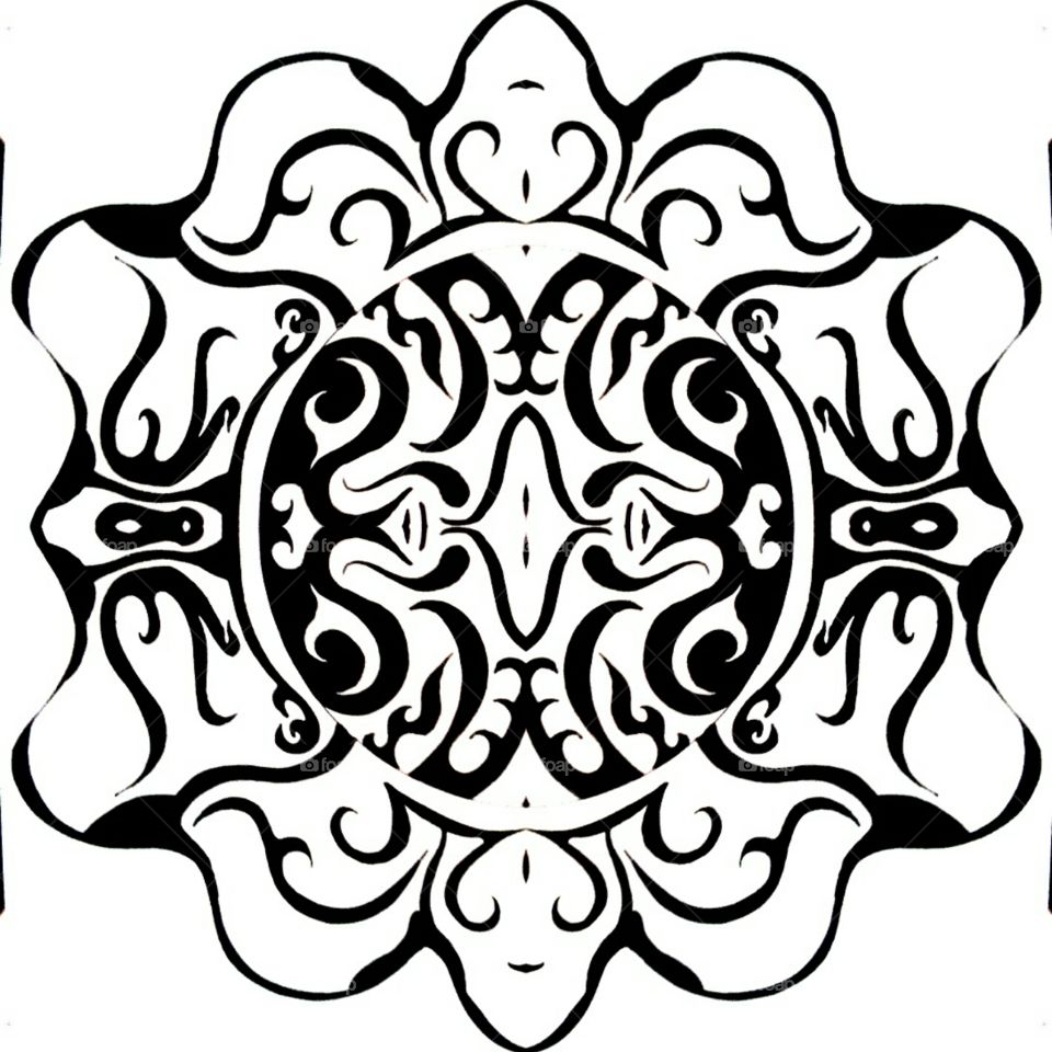 Mirrored Black and White Floral Design